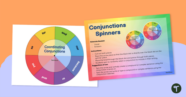 Go to Conjunctions Spinners (Coordinating Conjunctions, Subordinating Conjunctions, Correlative Conjunctions) teaching resource