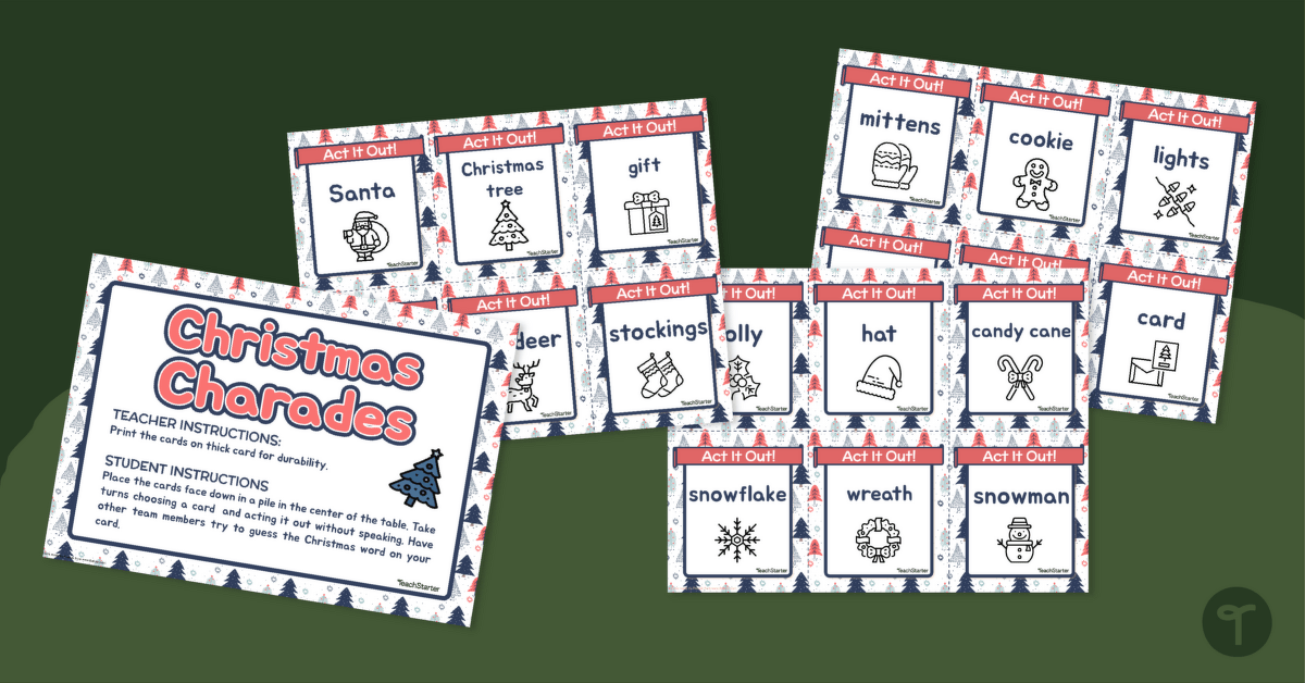 Christmas Charades Game for Kids teaching resource