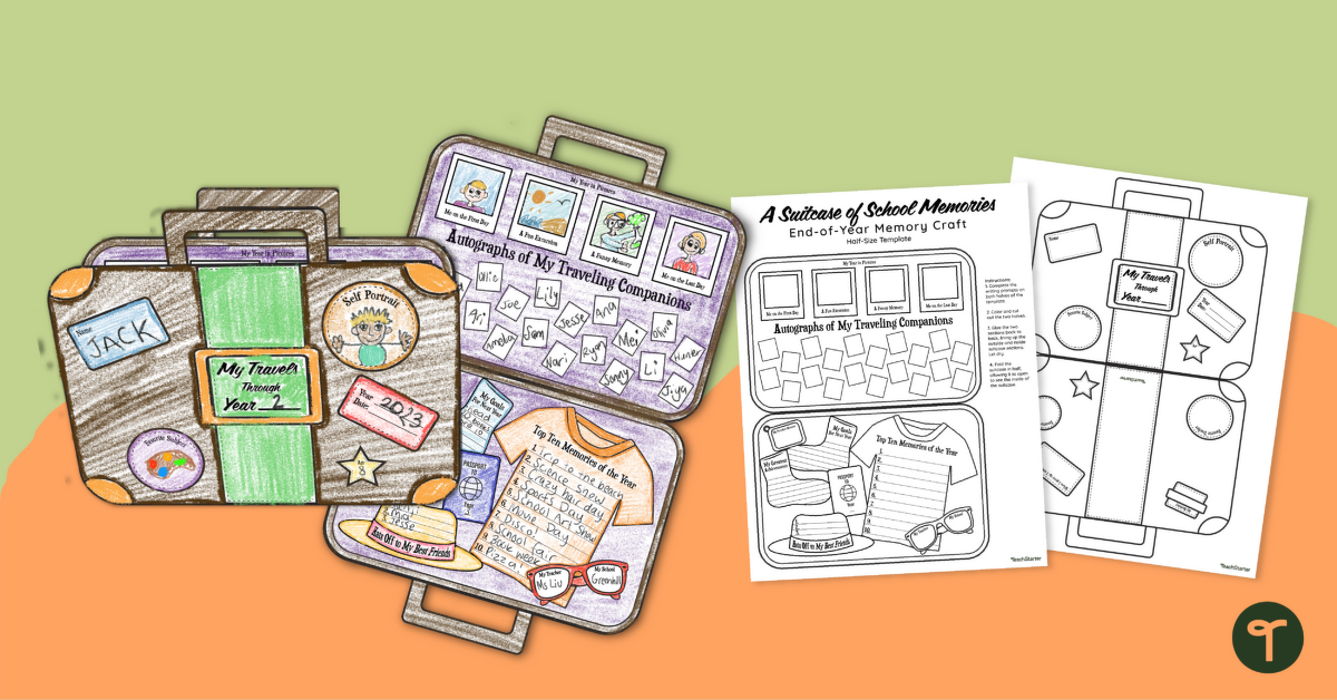 Memory Suitcase - End of the School Year Craft Template teaching resource