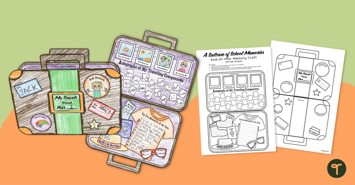 Memory Suitcase - End of Year Reflection Craft teaching resource