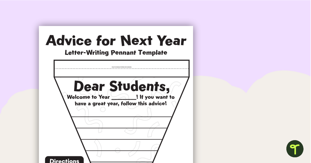 End of Year Writing - Advice for Next Year Pennant Banner teaching resource