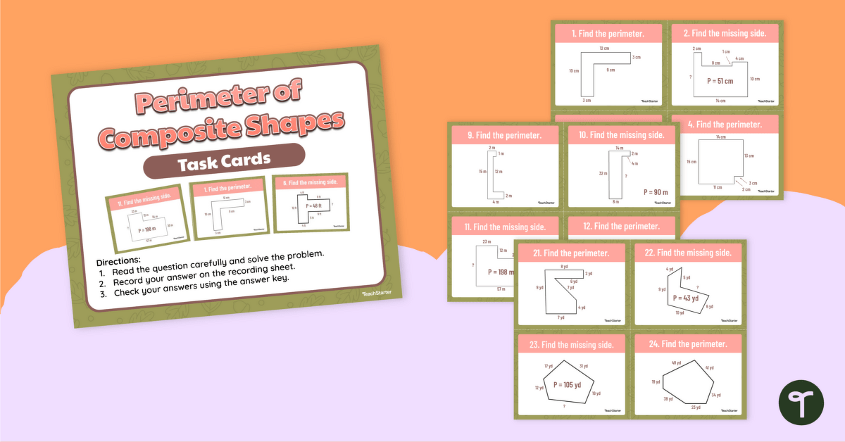 Perimeter of Composite Shapes Task Cards teaching resource