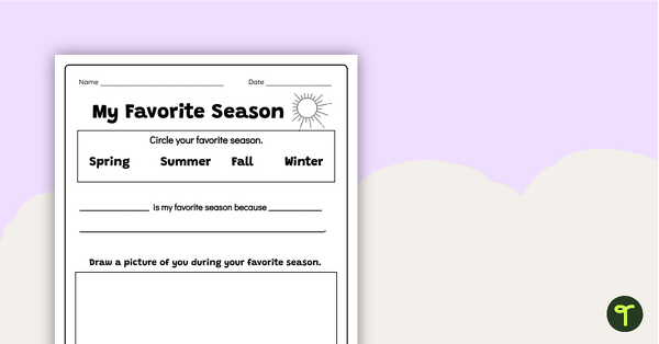 Go to My Favorite Season First Grade Worksheet teaching resource