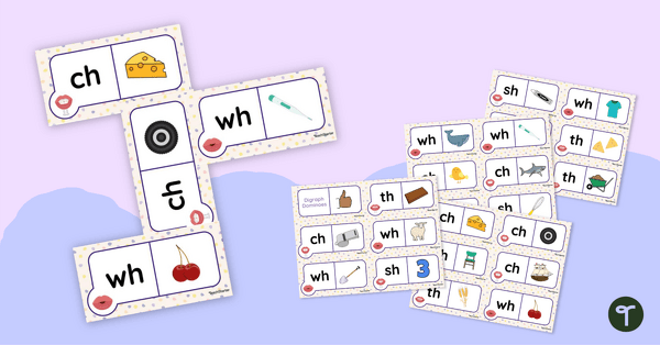 Image of Consonant Digraph Dominoes With Mouth Images