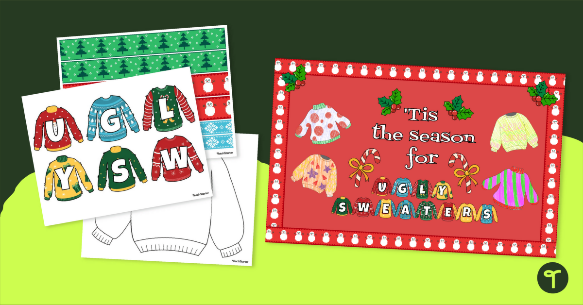 Ugly Christmas Sweater Bulletin Board Kit teaching resource