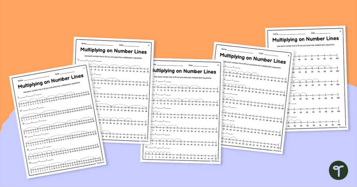 Number Line Multiplication – Worksheet Pack for 3rd Grade teaching resource