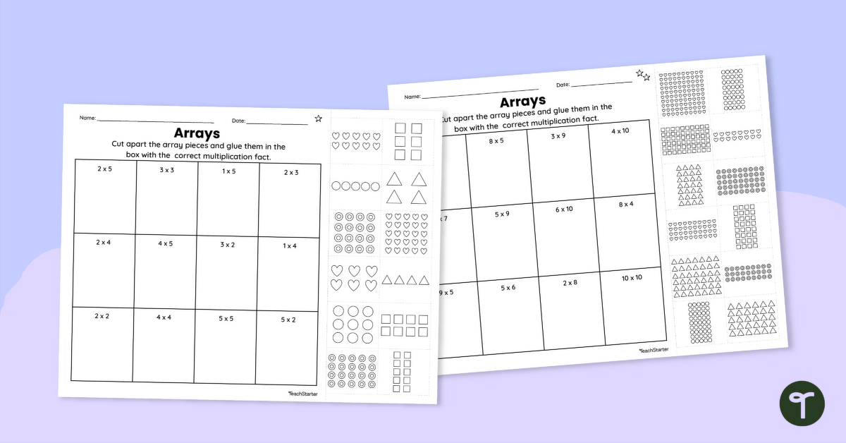 Cut and Paste Array Worksheets teaching resource