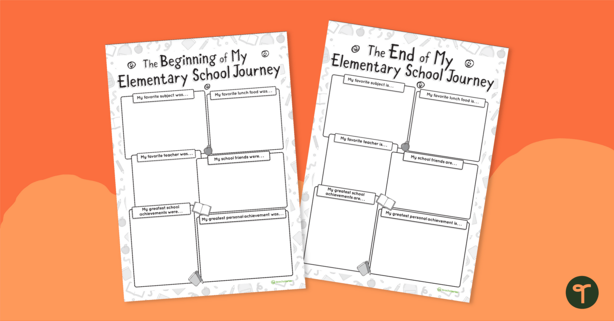 Last Day of 5th Grade - Printable Then & Now Scrapbook Template teaching resource