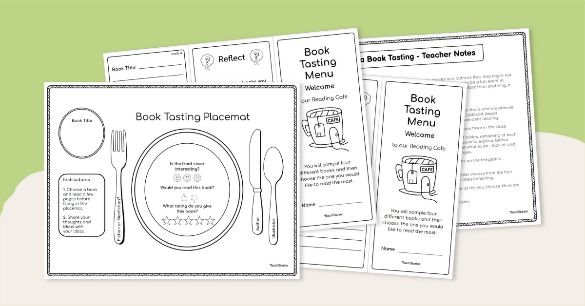 Book Tasting Placemat and Brochure Templates teaching resource