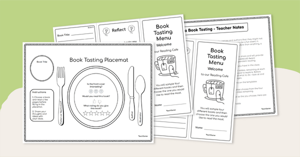 Go to Book Tasting Placemat and Brochure Templates teaching resource