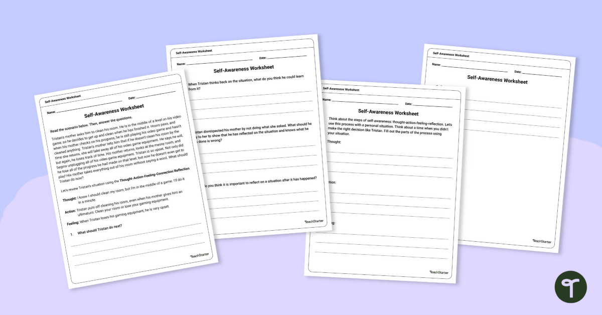 Self-Awareness Worksheet teaching resource