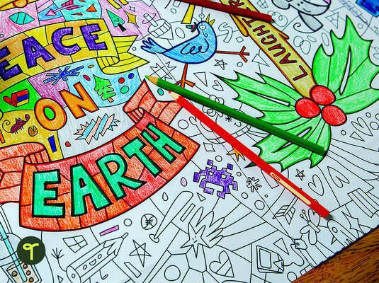 Giant Collaborative Colouring Pages – Christmas Doodles teaching resource