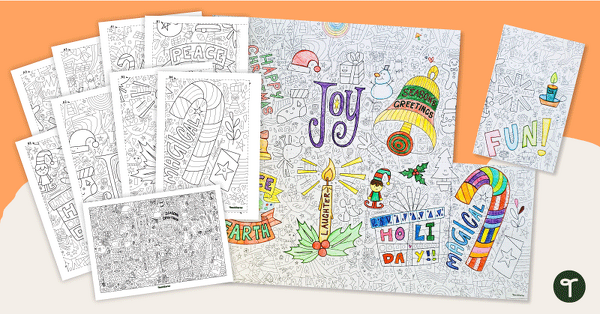 Go to Giant Collaborative Colouring Pages – Christmas Doodles teaching resource