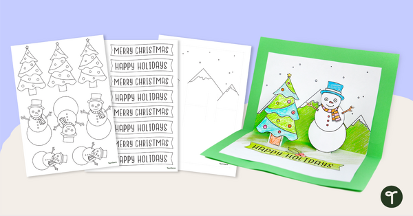 Go to Christmas Pop Up Card Template - Snowman Printable teaching resource