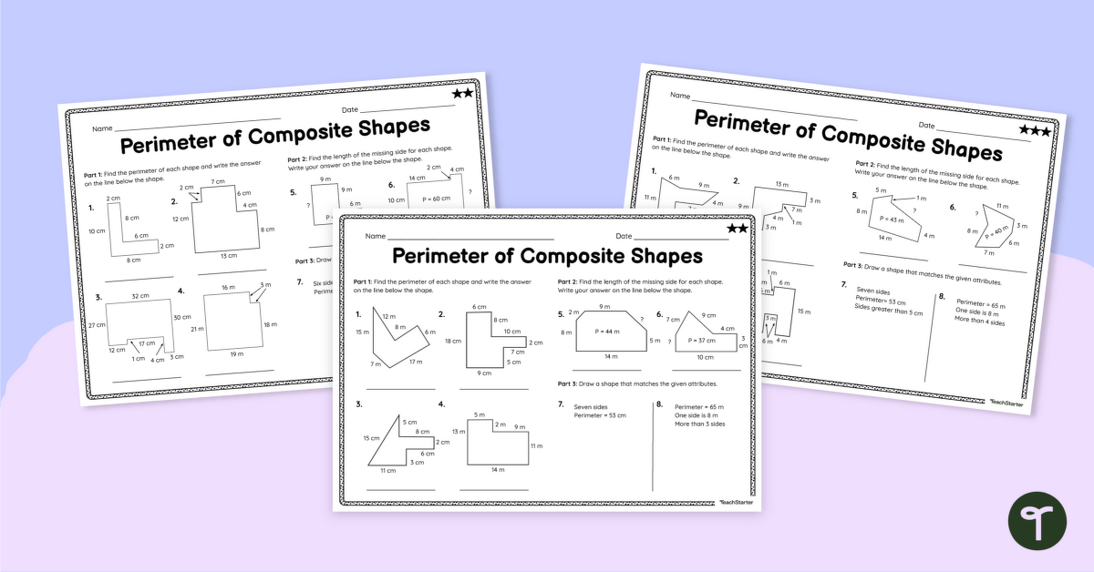 Perimeter of Composite Shapes Worksheets teaching resource