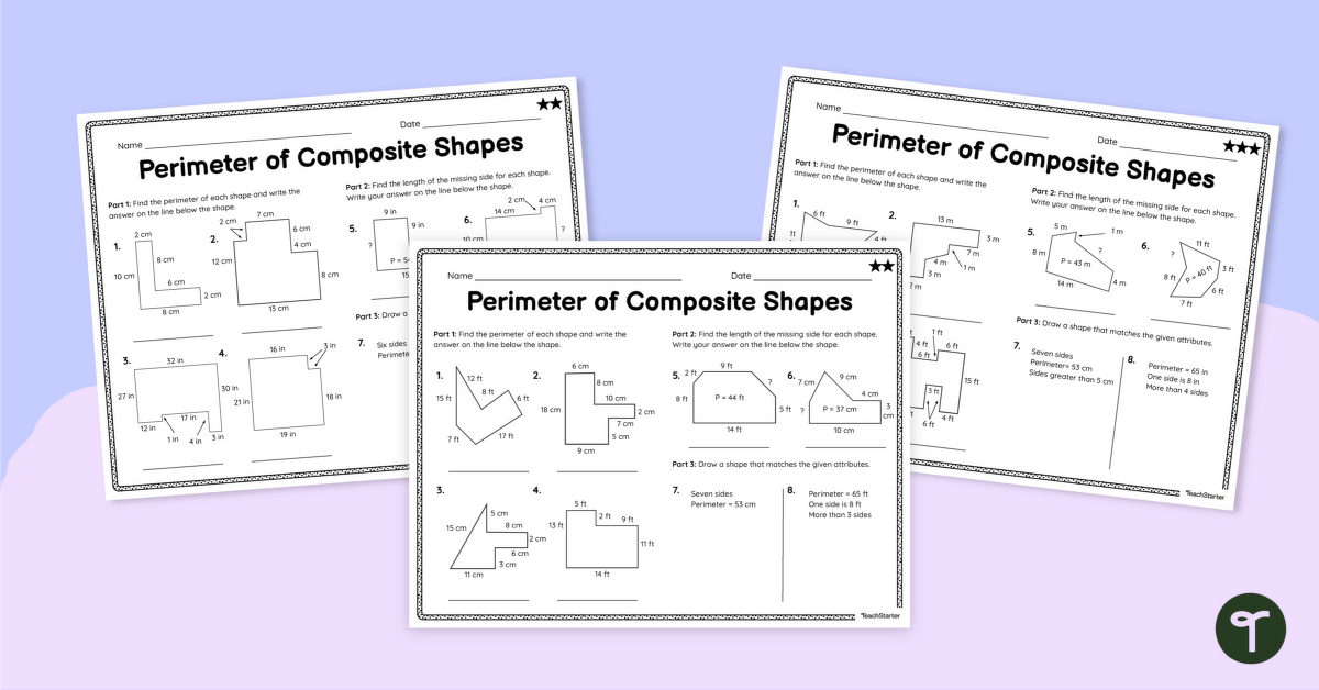 Perimeter of Composite Shapes Worksheets teaching resource