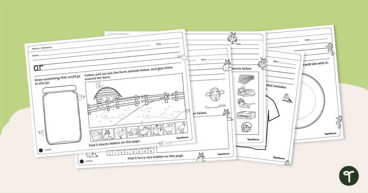 R-Controlled Digraphs Worksheet Pack teaching resource