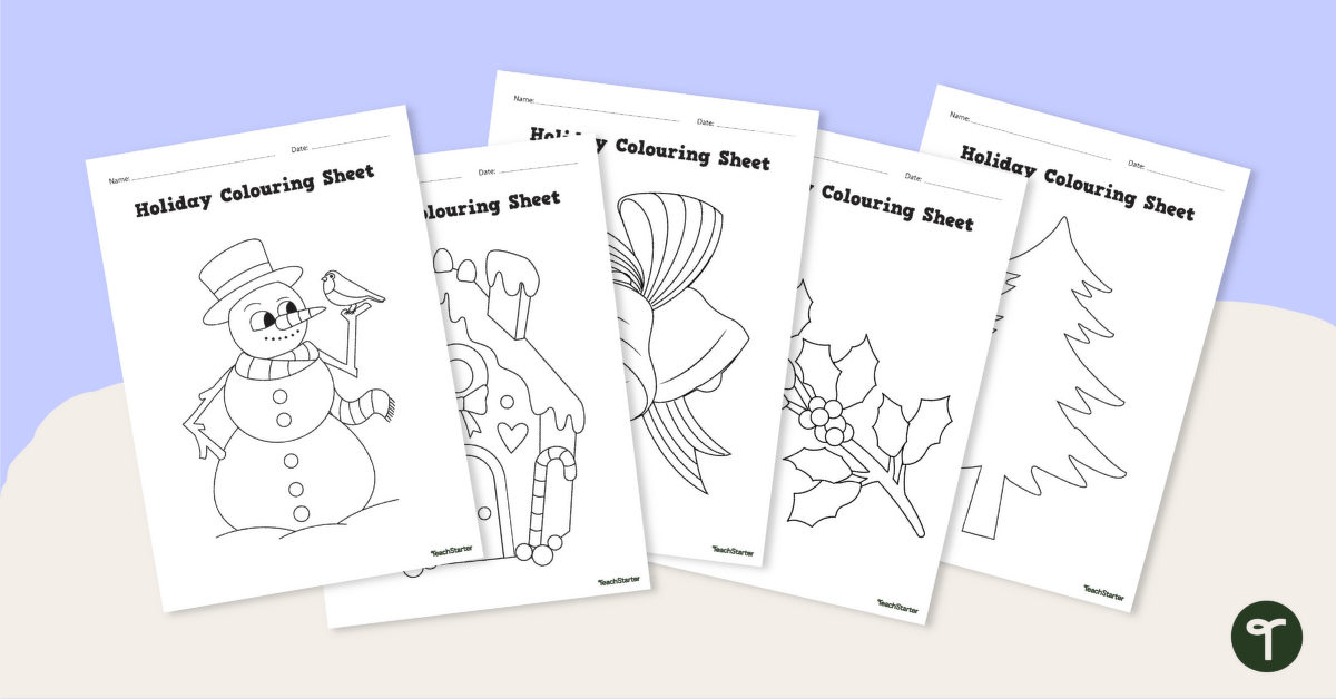 Printable Holiday Colouring Sheets teaching resource