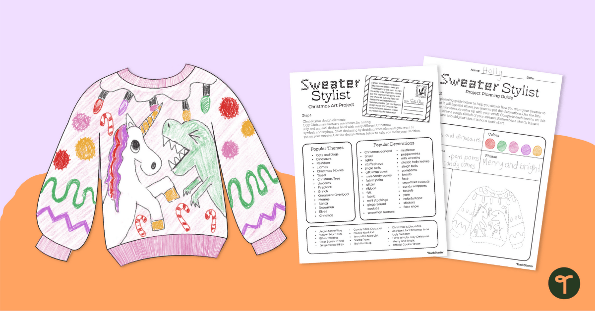 Ugly Christmas Sweater Design Project teaching resource