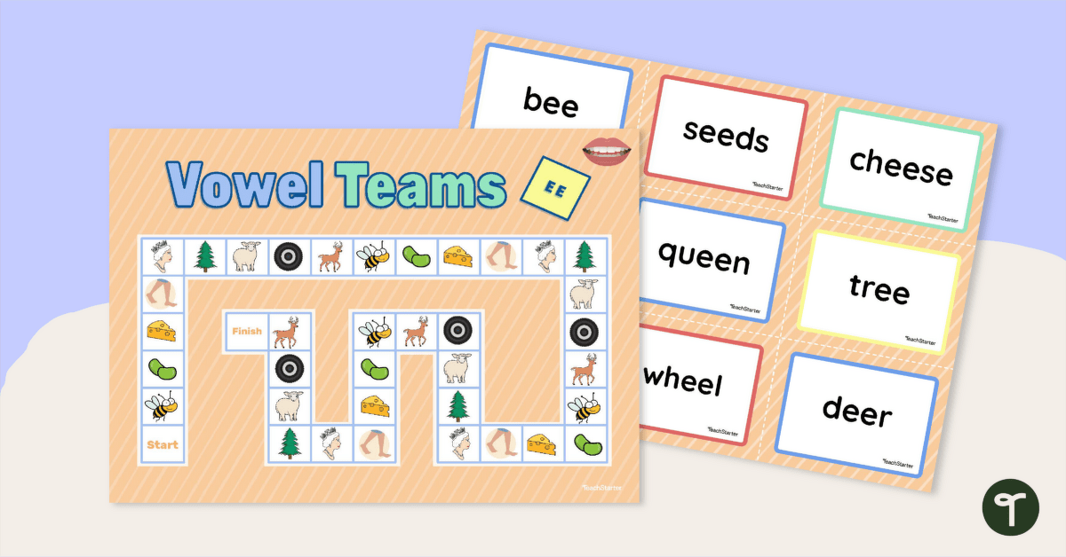 'EE' Vowel Team Board Game teaching resource