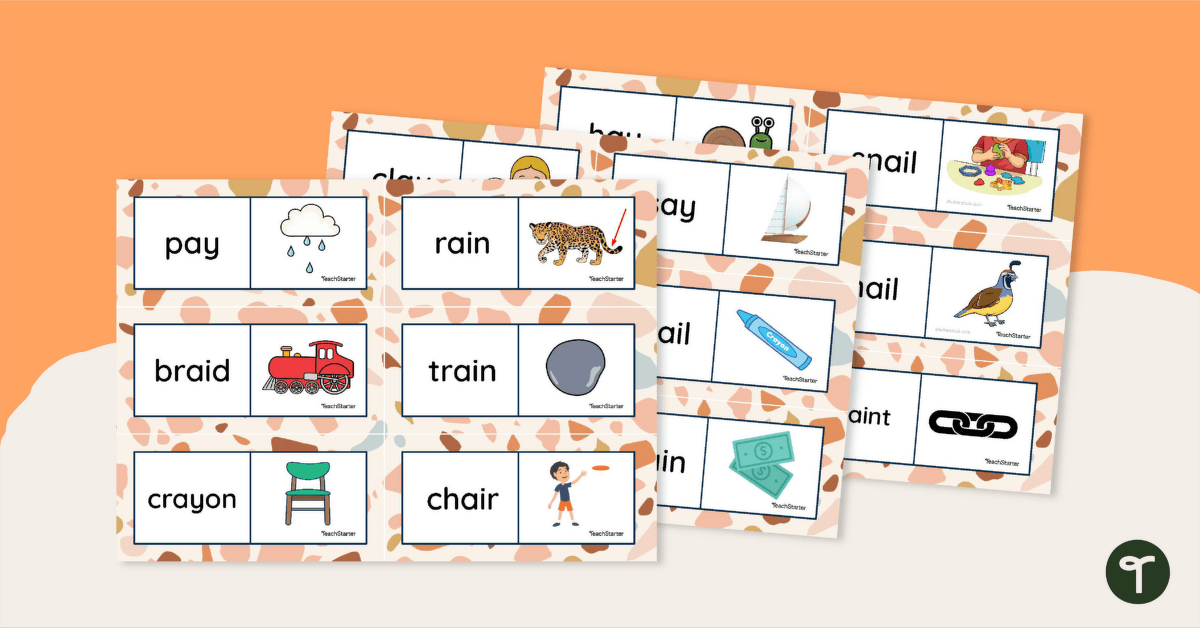 Vowel Digraph Dominoes - AI and AY teaching resource
