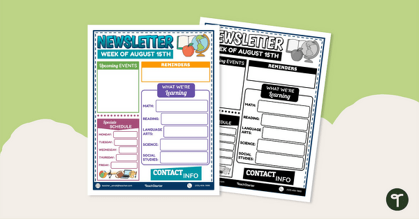 Go to Editable Class Newsletter teaching resource