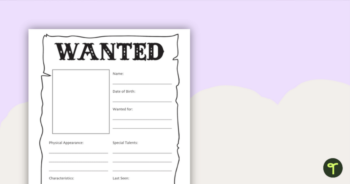Wanted Poster Template teaching resource