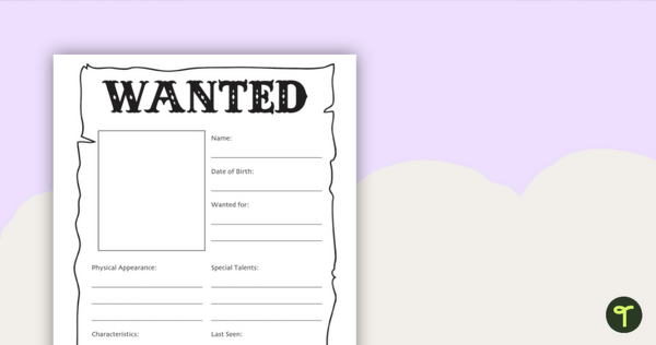 Go to Wanted Poster Template teaching resource
