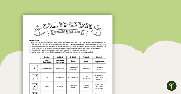 Go to Roll to Create a Christmas Story - Writing Prompt teaching resource
