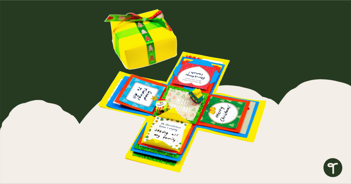 Christmas Explosion Box Decorative Square Templates teaching resource