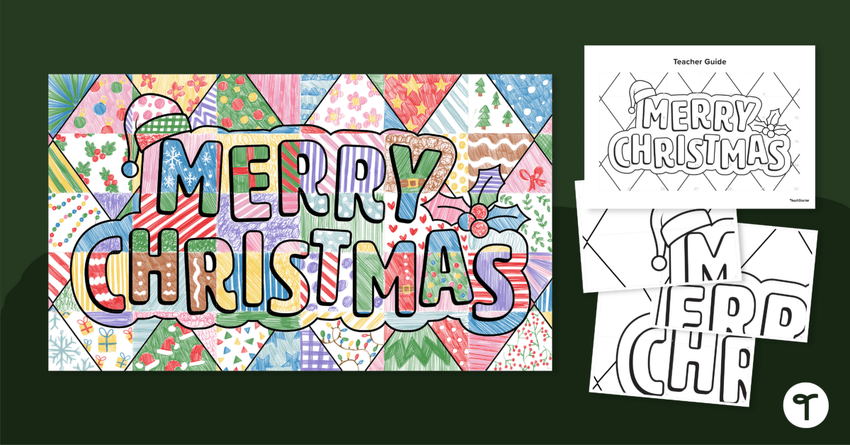 Christmas Collaborative Colouring Template teaching resource