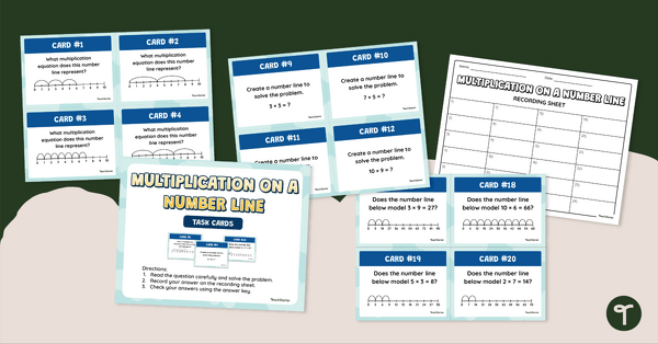 Go to Multiplication on a Number Line Task Cards for 3rd Grade teaching resource
