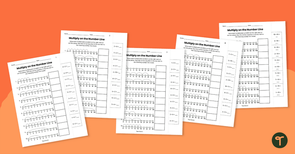 Go to Multiply on the Number Line – Cut & Paste Worksheet Pack for 3rd Grade teaching resource