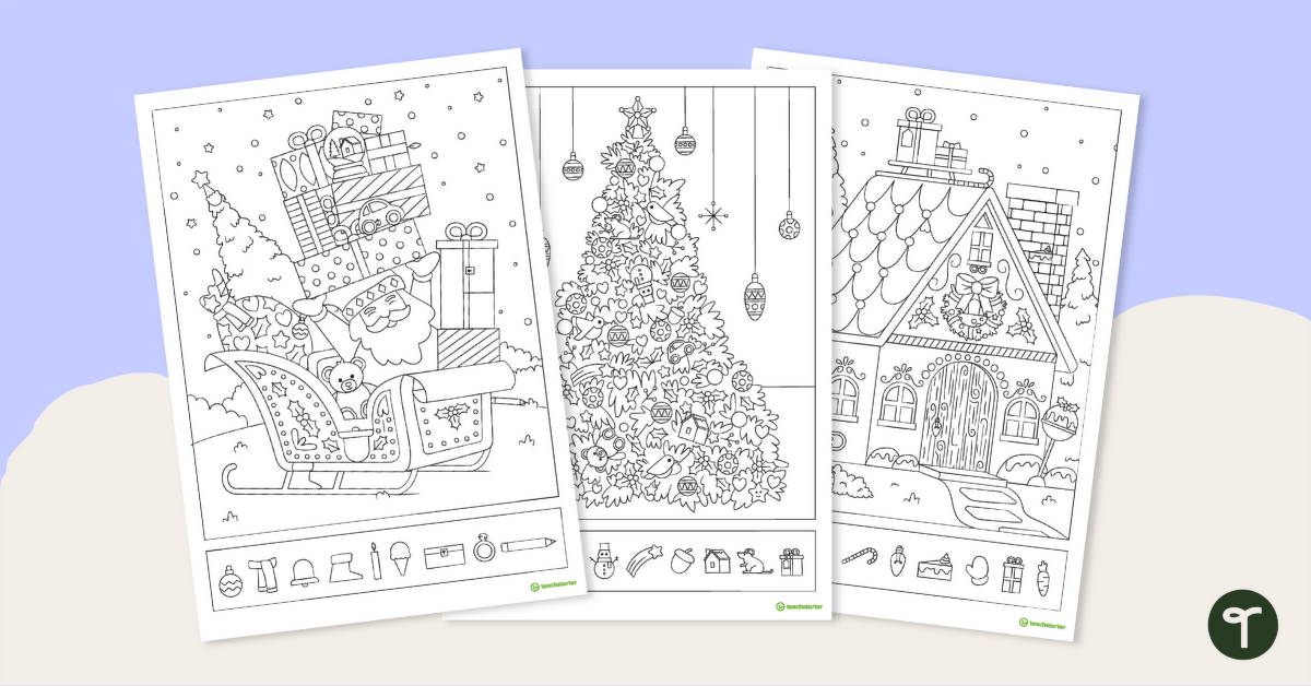Christmas Hidden Picture Puzzles teaching resource