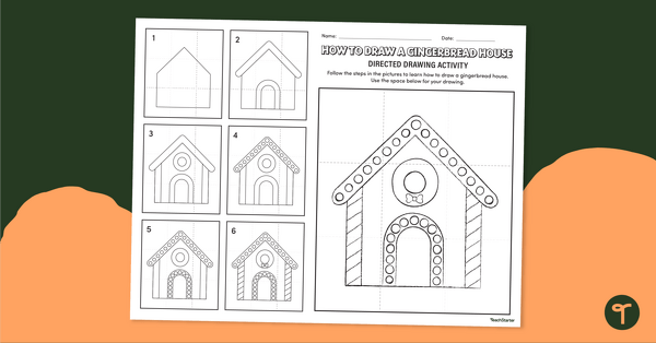 Image of How to Draw a Gingerbread House Directed Drawing