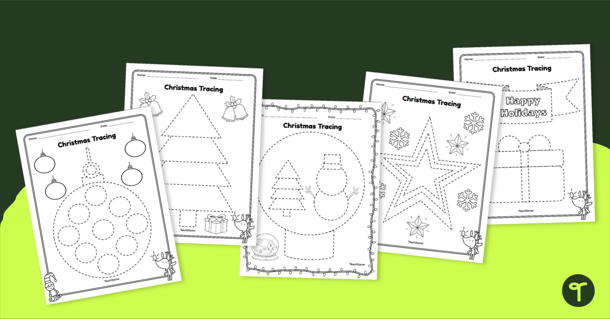 Christmas Tracing Worksheets teaching resource