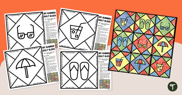 Go to End of School Year Craft - My Summer Quilt Block Template teaching resource