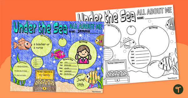 Go to Under the Sea All About Me Poster teaching resource