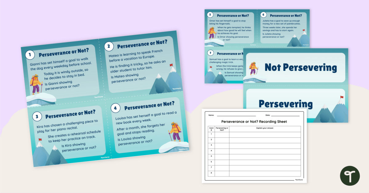 Perseverance or Not? Scenario Cards teaching resource