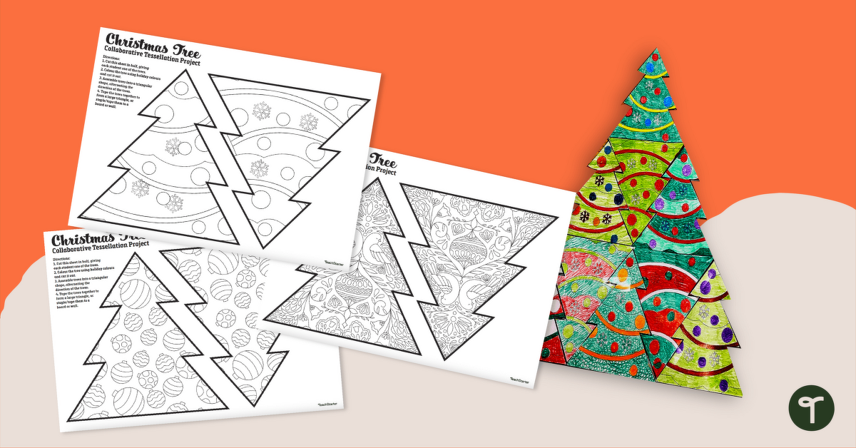 Tessellation Christmas Tree Printable Classroom Display teaching resource