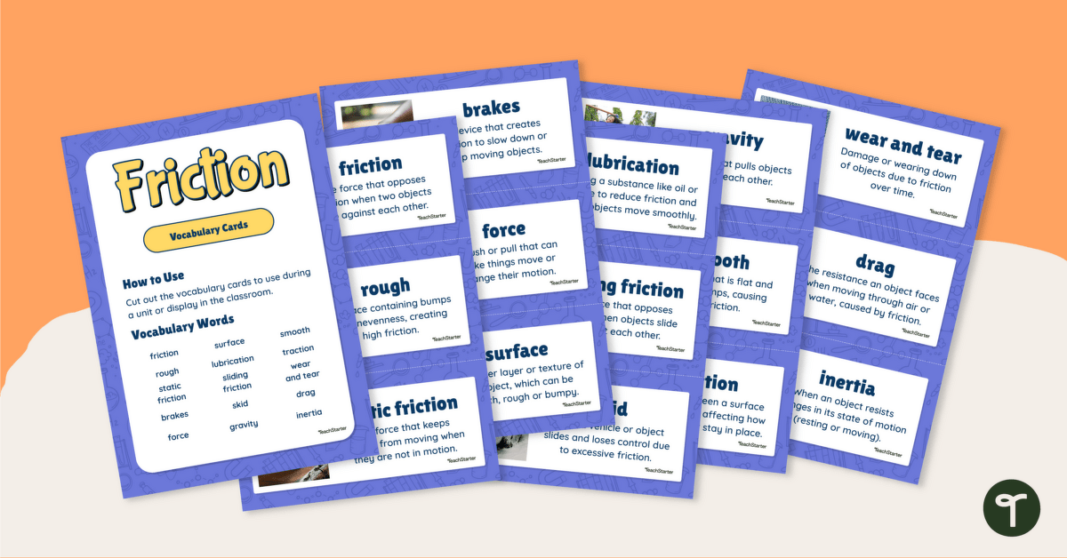 Friction Word Wall Vocabulary Cards teaching resource