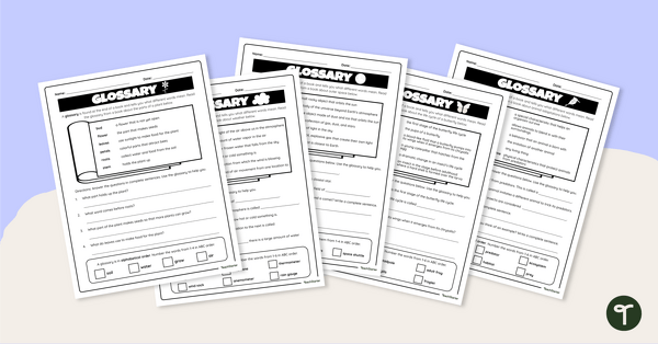 Image of Glossaries Worksheets