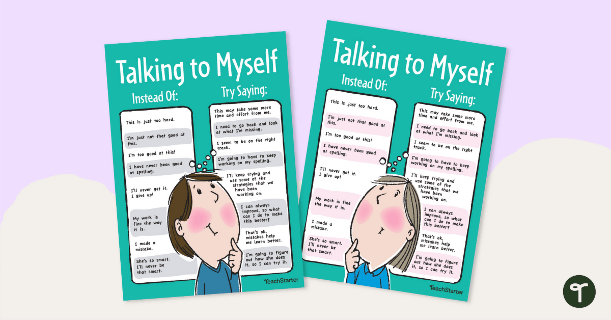 Positive Self Talk Poster: Talking to Myself teaching resource