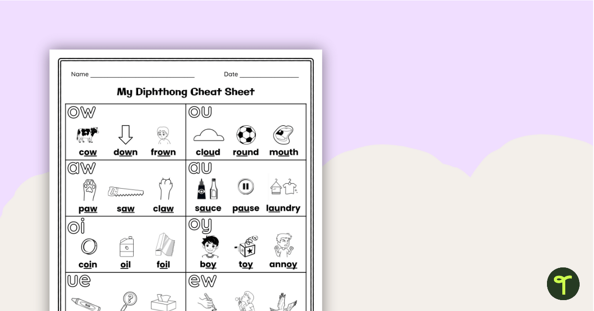 My Diphthong Cheat Sheet teaching resource