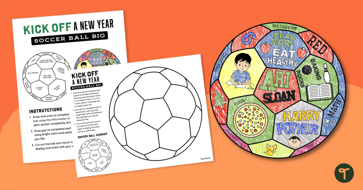 All About Me Template - Soccer Ball teaching resource