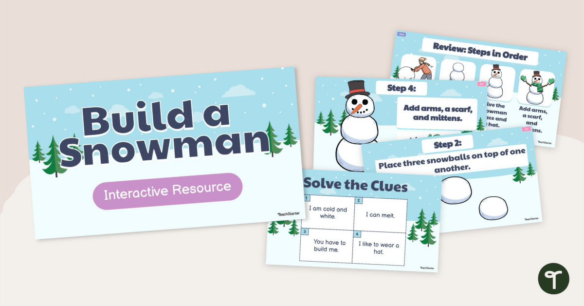 Interactive Build A Snowman Sequencing Activity teaching resource