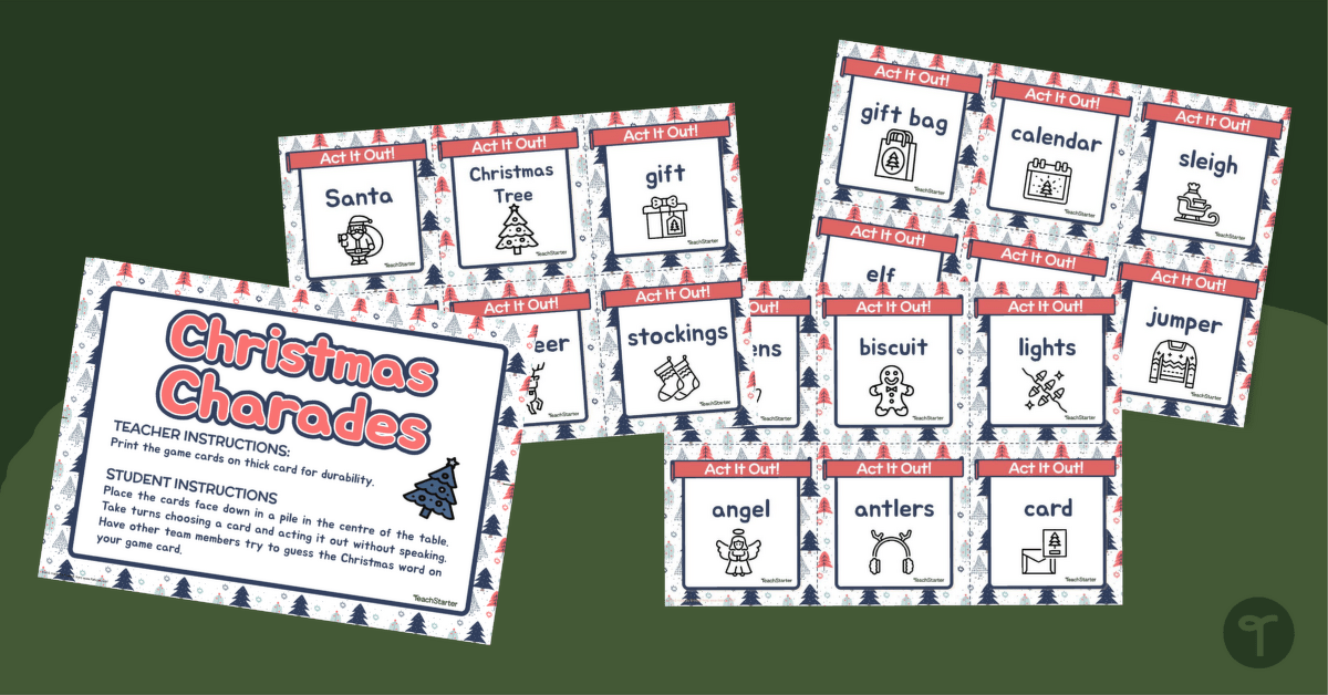 Christmas Charades Game Cards teaching resource