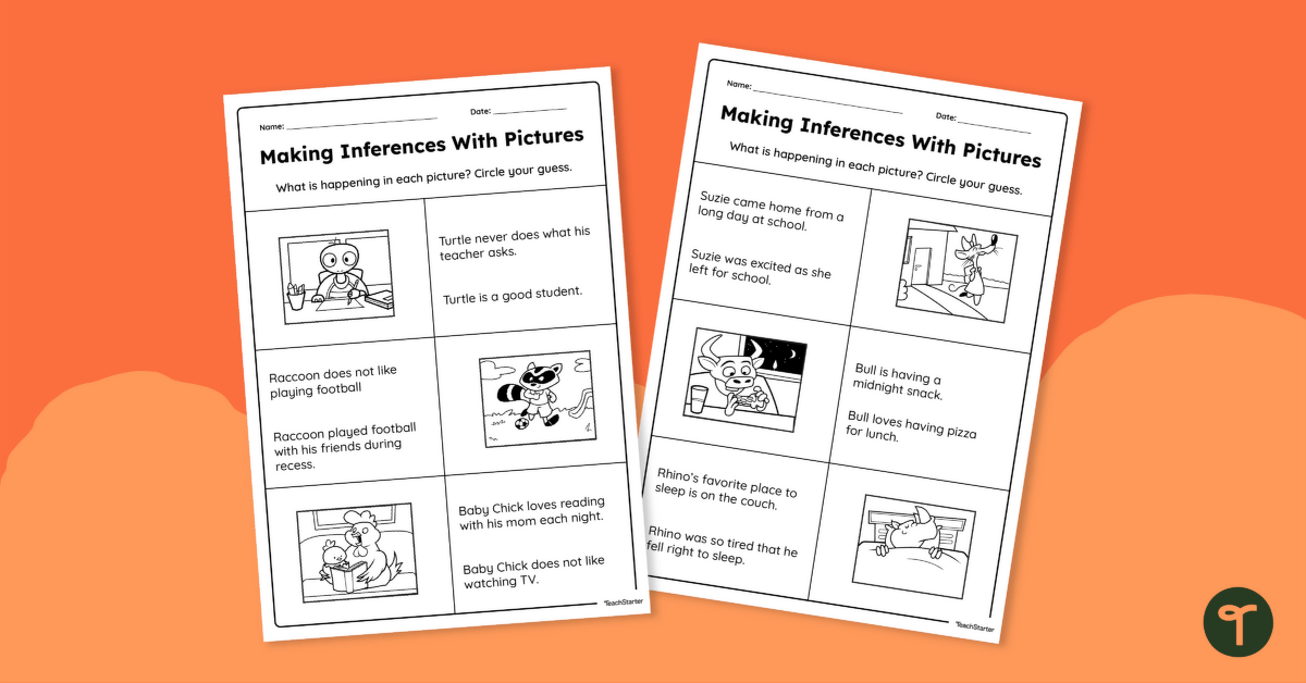 Making Inferences With Pictures Worksheet teaching resource