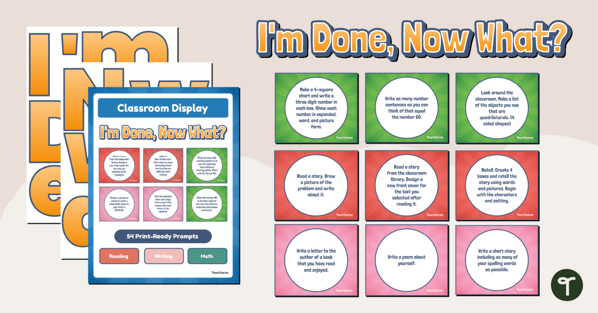 I'm Done! Early Finishers Choice Board Display teaching resource