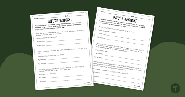 Go to Let's Infer! Reading Worksheet teaching resource